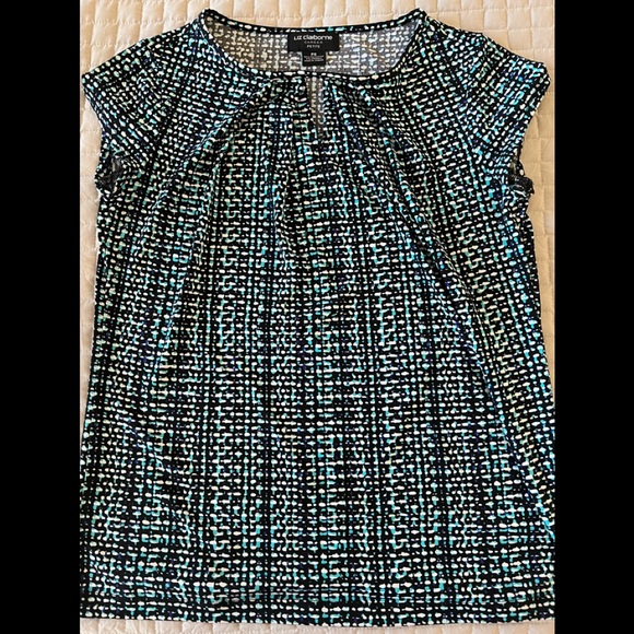 petite small/ black/ blue blouse - Picture 2 of 3